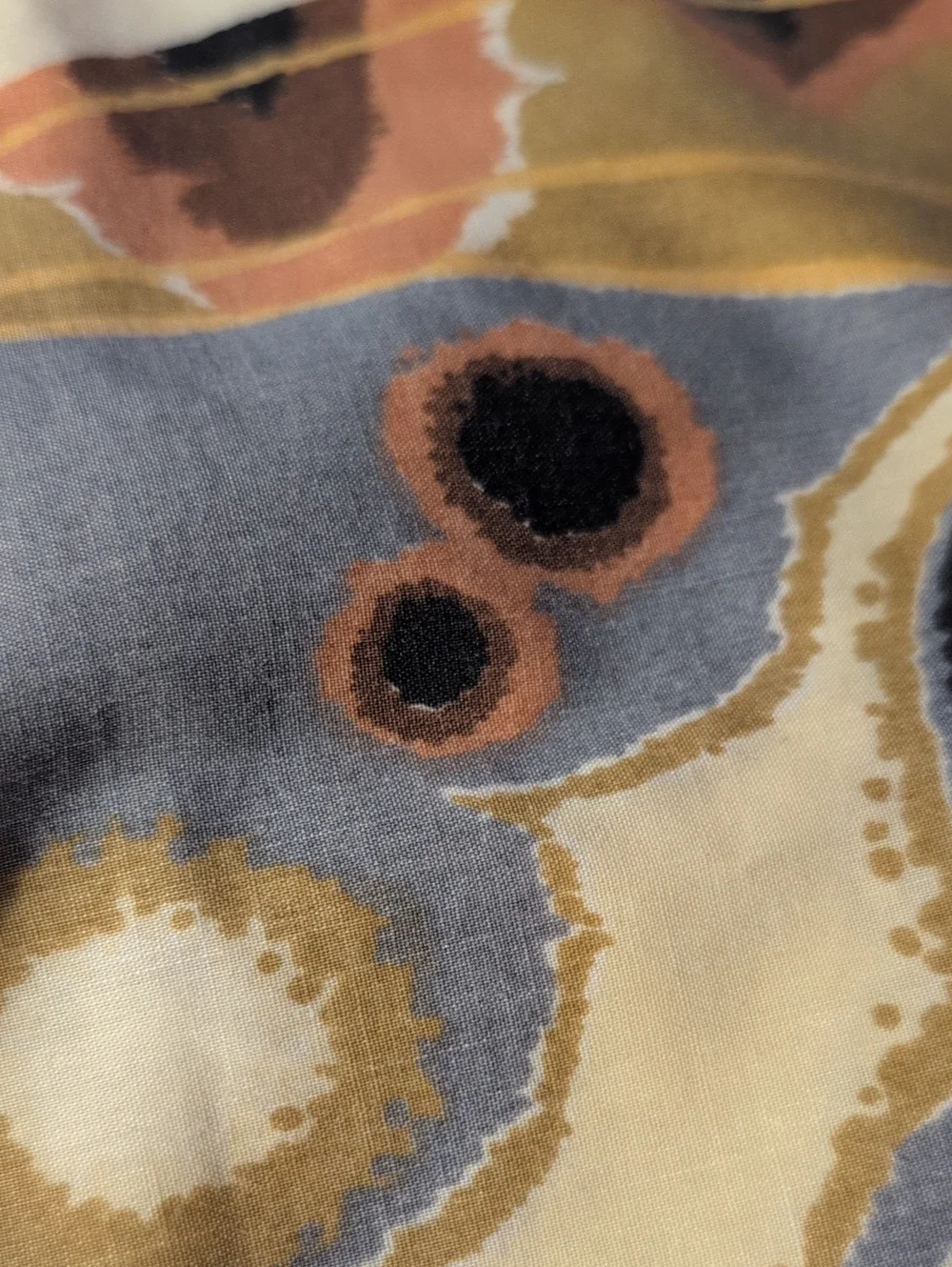Vintage Butterfly Pillowcases Pair Cream Blue Orange Large Graphic Retro Bedding